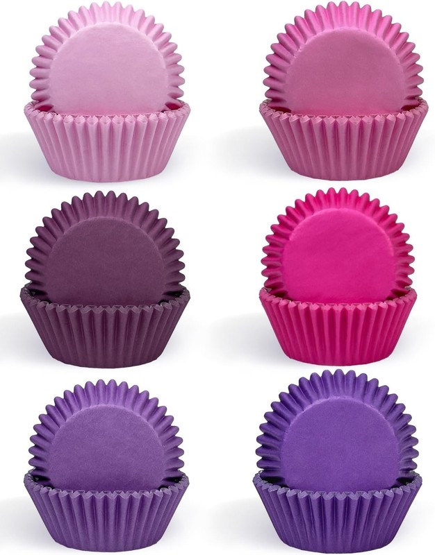 300 Counts Cupcake Liners Cupcake Cups Food Grade 6 Solid Pink Purple Colors ... gallery