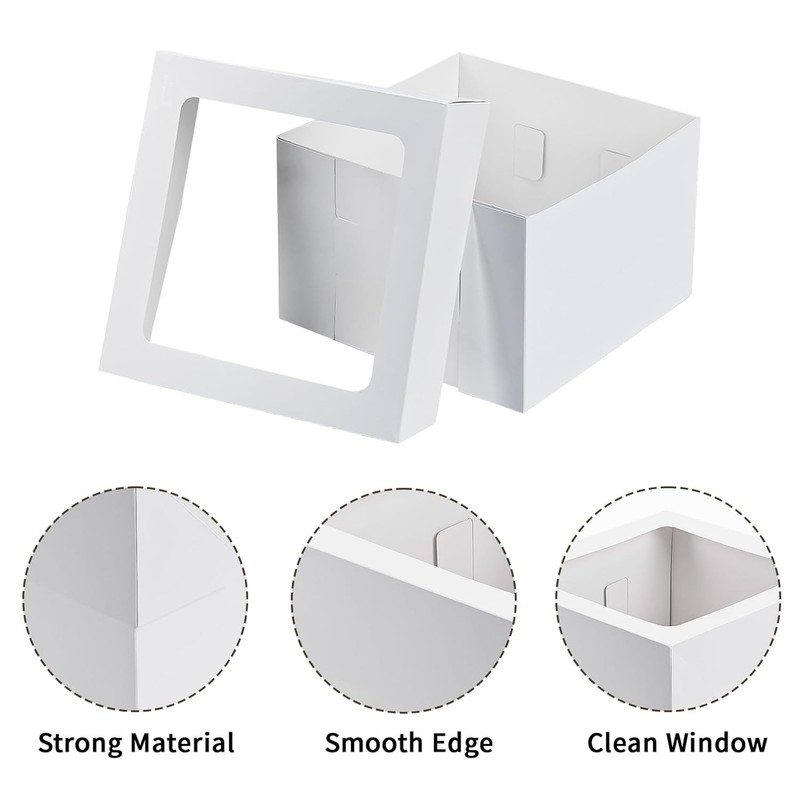 Moretoes 10pcs Cake Boxes 12x12x8 Inch White Bakery Boxes with Window Tall Desse gallery