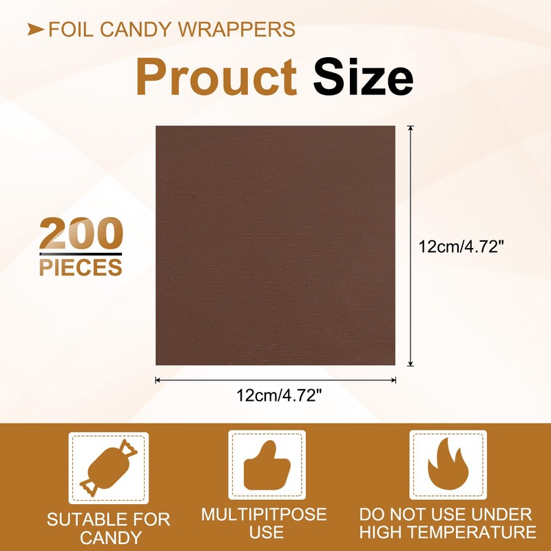 200 Pcs 5x5 Inch Foil Candy Wrappers Chocolate Wrapping Paper Coffee gallery