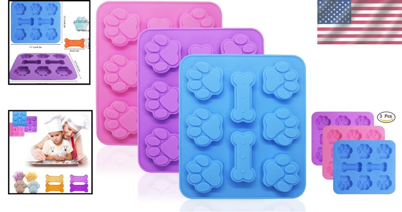 Reusable Silicone Paw & Bone Molds - Safe for Oven, Microwave & Dishwasher gallery