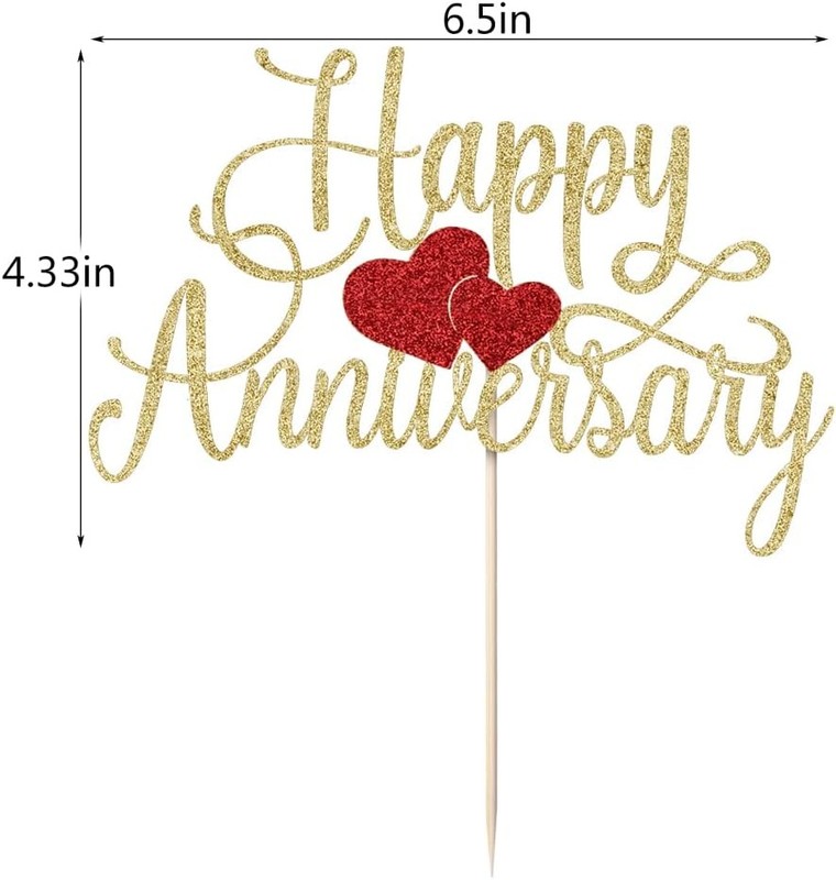 Happy Anniversary Cake Topper - Gold Glitter Happy Birthday Cake Topper, Company gallery