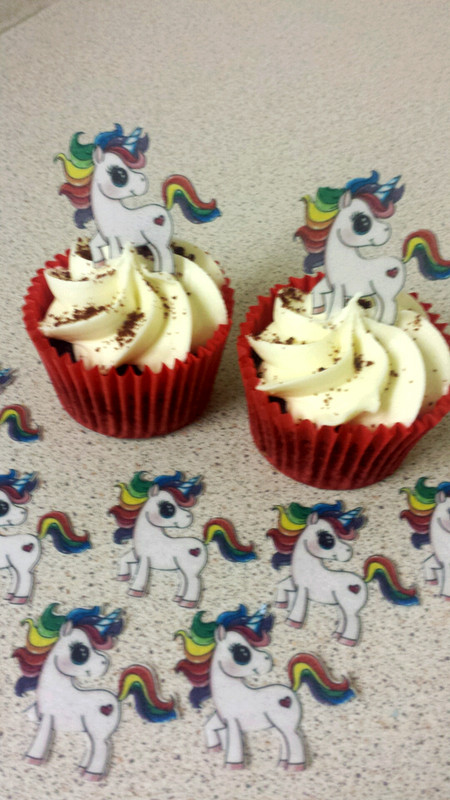 12 PRECUT Colourful Unicorns Edible wafer/rice paper cupcake toppers gallery