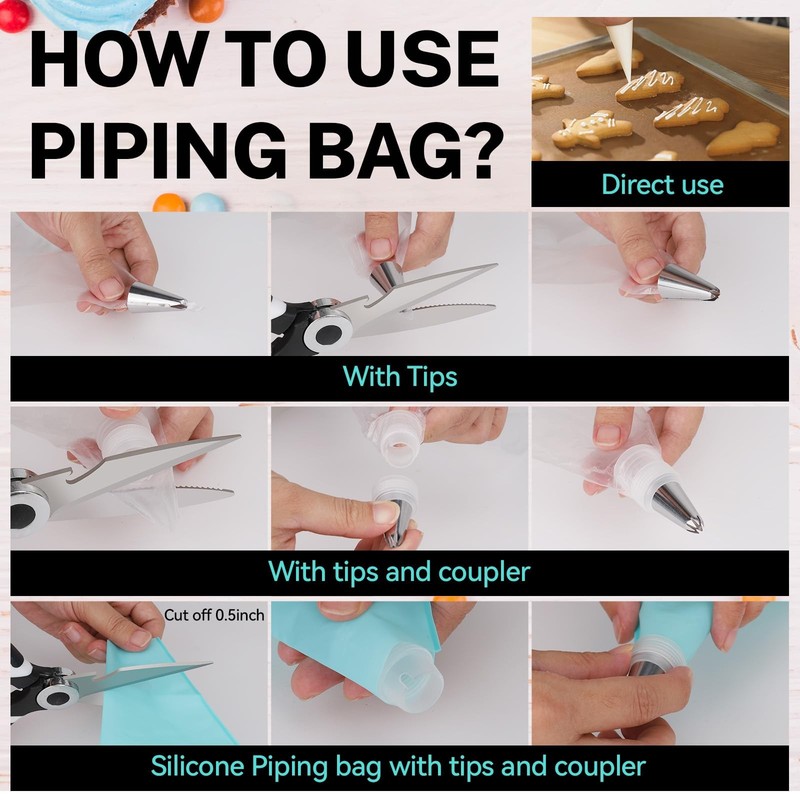 Piping Bags and Tips Set, 120 Pcs Cake Decorating Kit with 100pcs 12 Inch Dis... gallery