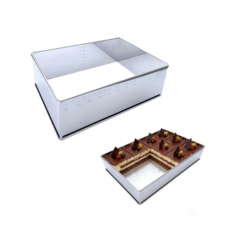 Adjustable Rectangle Mousse Cake Ring Mold,Large Square Springform Stainless …