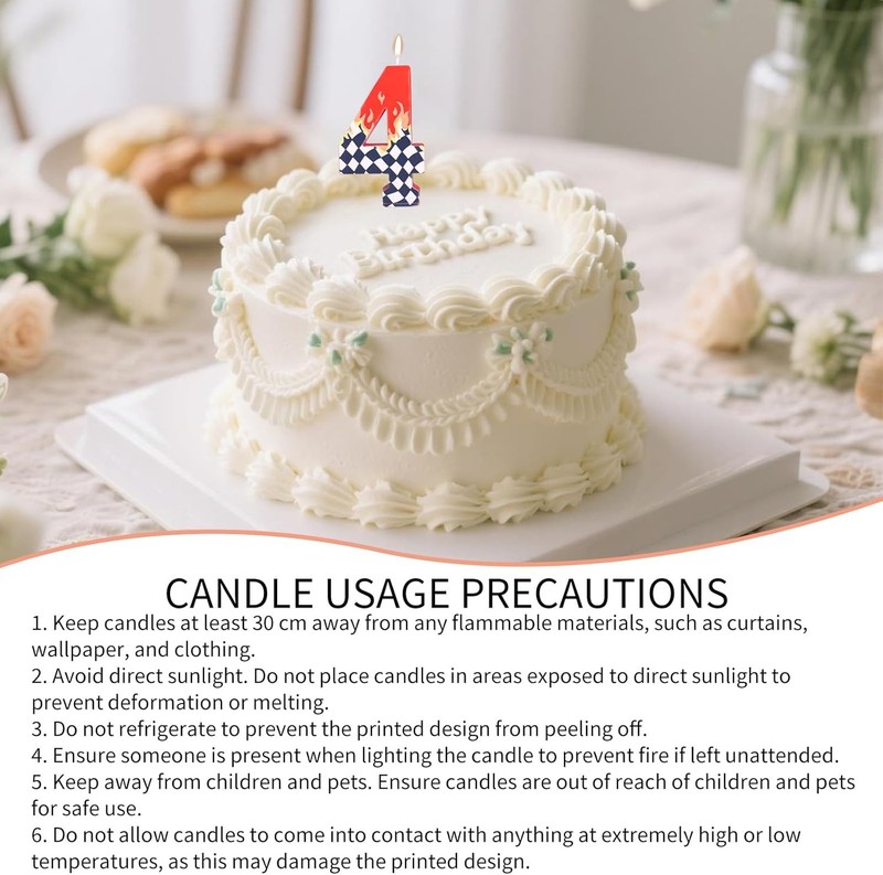 Racing Themed Birthday Number Candle, Black and White Checkered Cake Decorations gallery