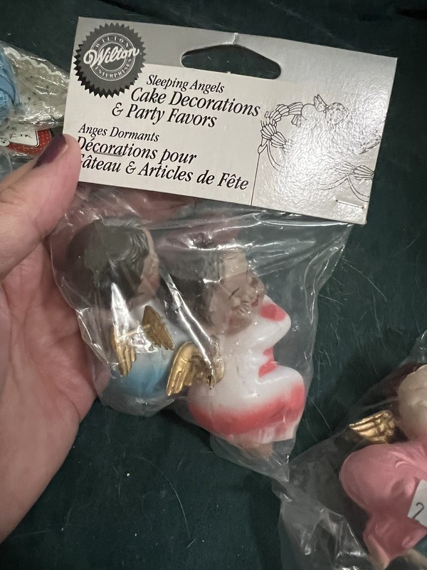 VTG Lot Baby Shower Favors Cake Top Bassinet Babies gallery
