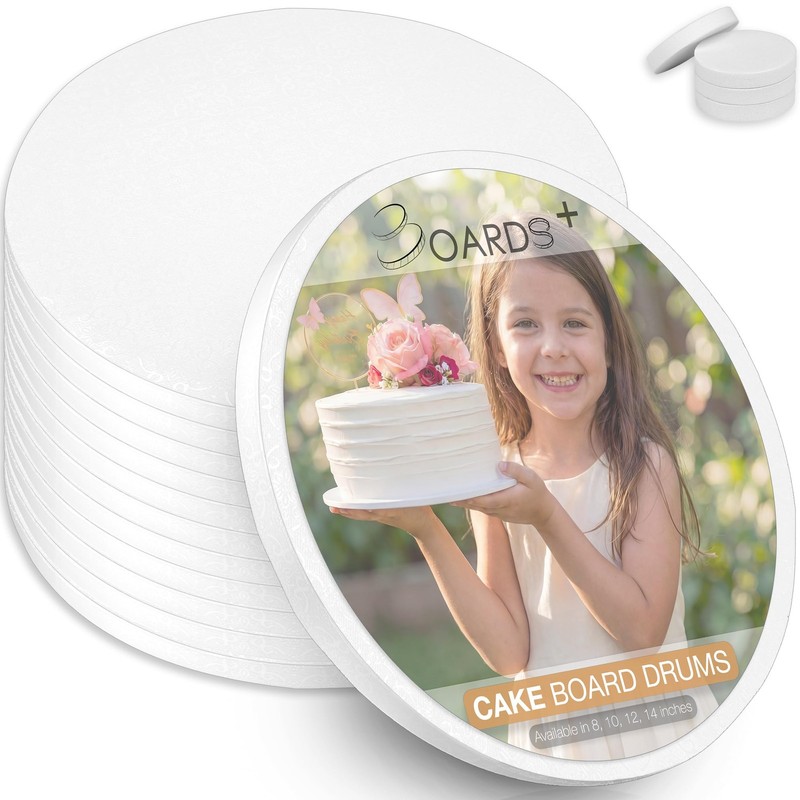 10 Inch Sleek Cake Drums 1/2 Inch Thick Rounds Sturdy Greaseproof 14 PCS
