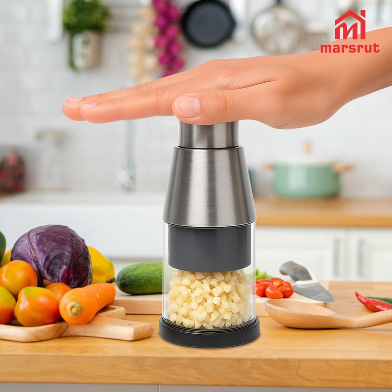 Pressed Garlic Chopper Stainless Steel, Mini Manual Masher One Size, Silver gallery