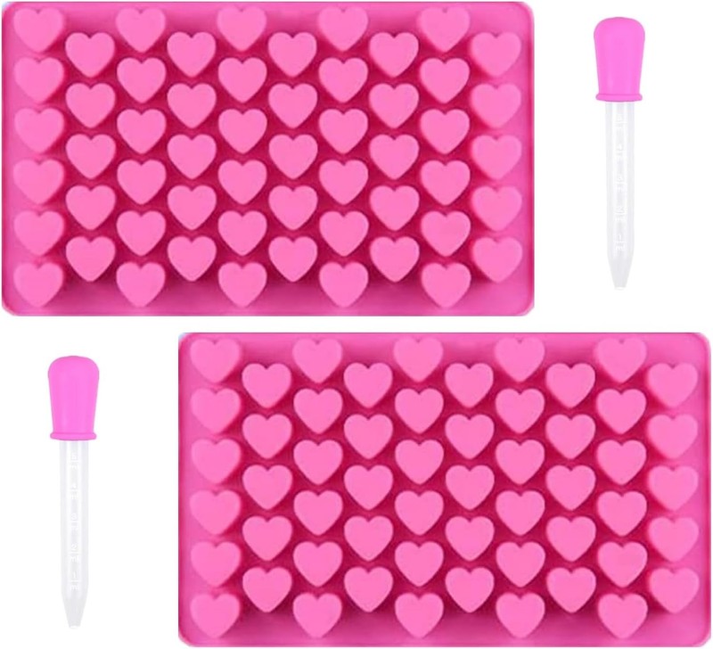 Heart Silicone Gummy Molds 2 Pack with 2 Droppers, Mini Heart Chocolate Mold, No gallery