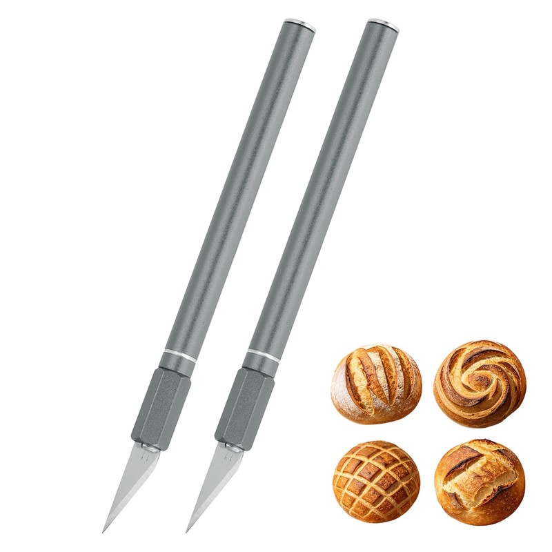 2 Pcs Bread Lame, Sourdough Scoring Tool with Ergonomic Handle, Grey