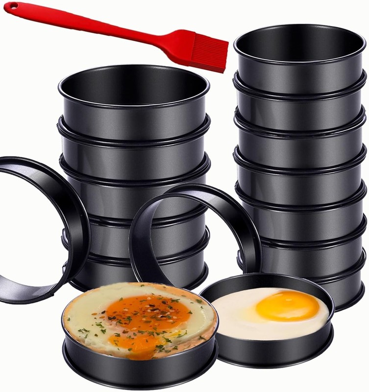 16Packs English Muffin Rings Crumpet Rings NONSTICK -Stainless Steel Double