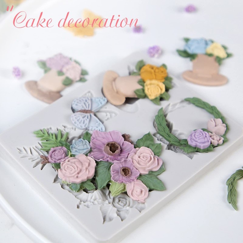 Rose Fondant Molds, Flower Pot Bouquet Butterfly Chocolate Cake Decorating Si... gallery