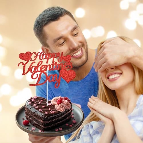 Pcs Happy Valentine's Day Cake Topper, Glitter Cake Bunting Decor Sweet 1 Red gallery