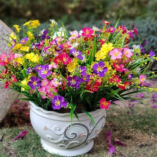 Grunyia 12 Bundles Artificial Flowers Faux Plants Spring Decoration Plastic Mix gallery