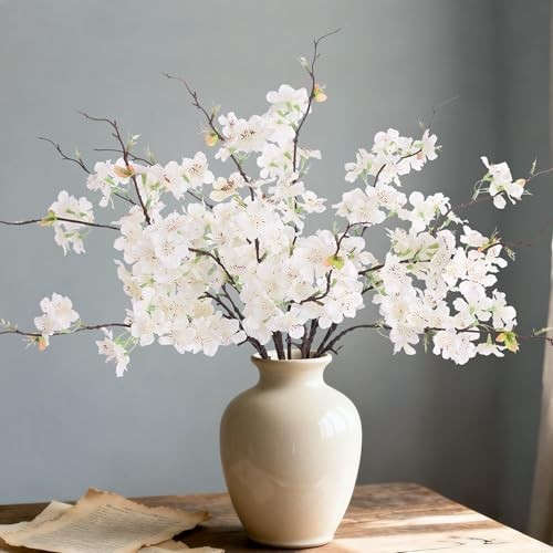 12 PCS Faux Cherry Blossom Branches Decor 18.11 Inch 12pcs-18.11 Inch White gallery
