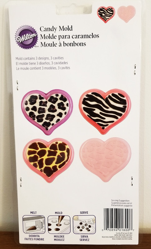Wilton “ANIMAL PRINT HEART” Candy Mold Chocolate Plastic Love 2115-1800 NEW