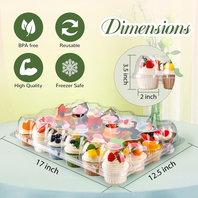 24 Count Cupcake Containers 10 Pack Cupcake Holders Plastic Stackable Cupcake... gallery