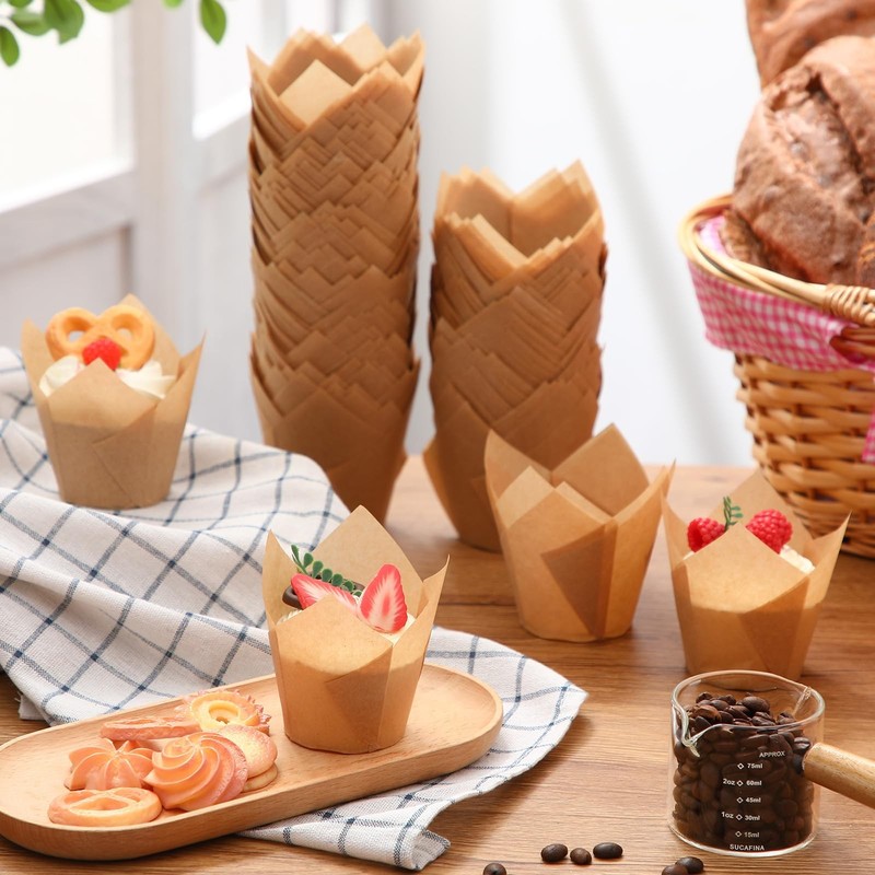 600 Pcs Tulip Cupcake Liners for Baking Muffin Liners Printed Baking Cups Hol... gallery