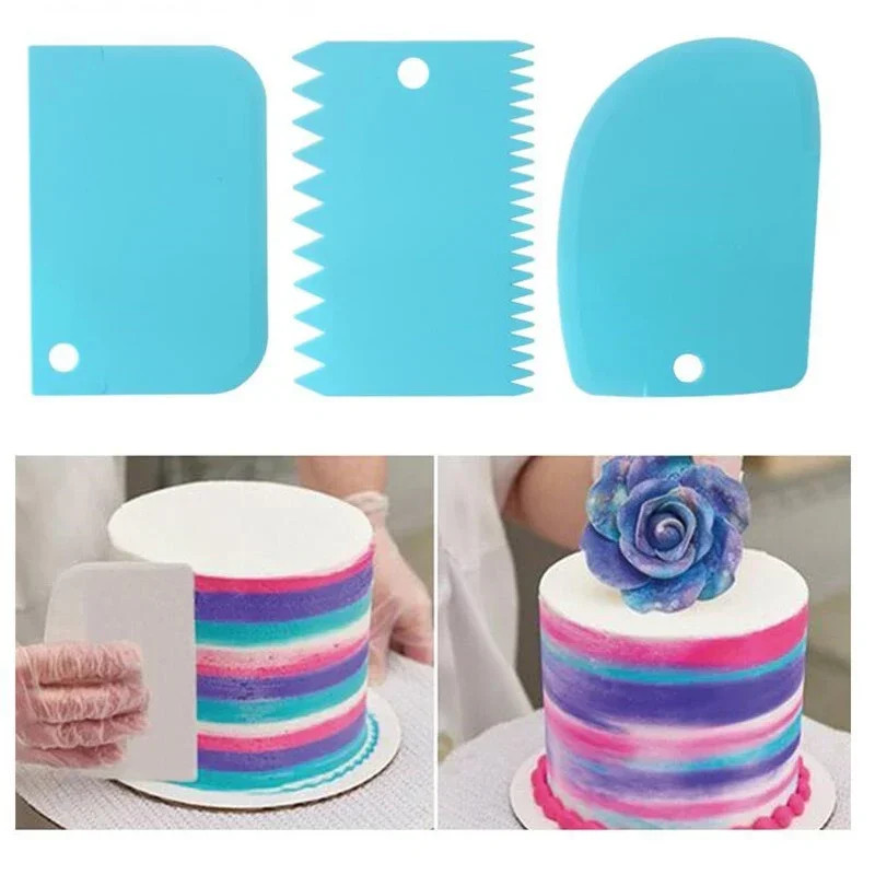 3Pcs Cake Scraper Smoother Set Icing Spatula Dough Scraper Baking Tool gallery
