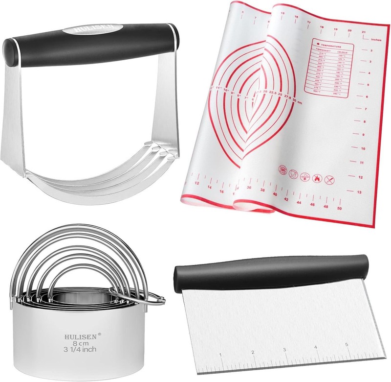 Thoughtful Gift for Bakers: Stainless Steel Cutter Set & Silicone Baking Mat gallery