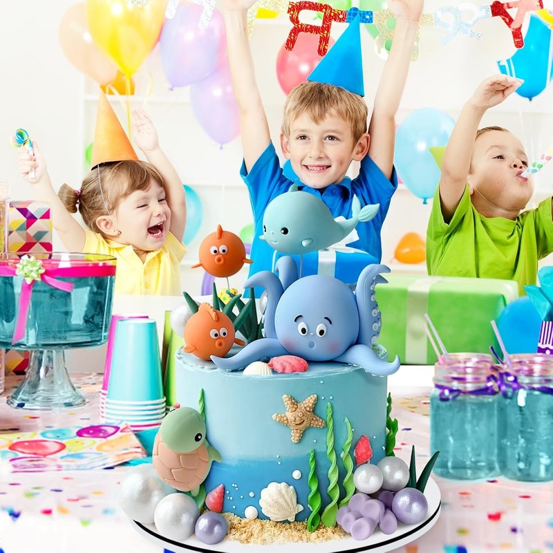 17 PCS Under the Sea Cake Decorations Ocean Animals Cake Topper with Cake Balls gallery