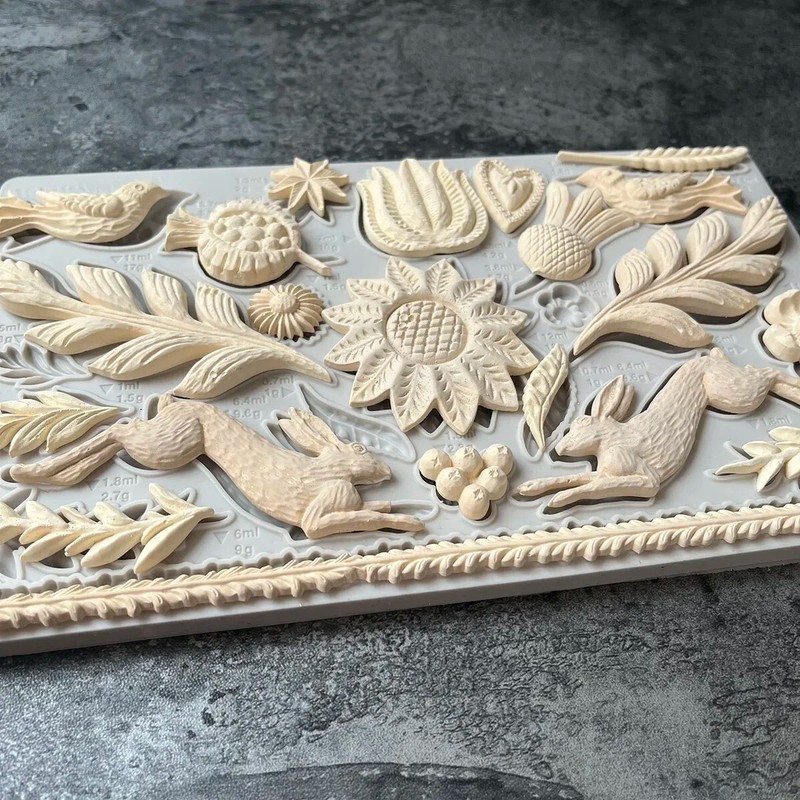 Flower Bird Leaves animals Silicone Mould Sugarpaste Icing Mould Cake Sugarcraft gallery