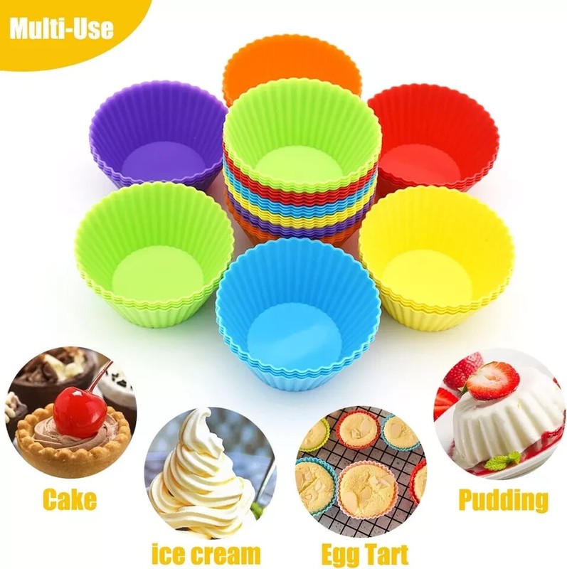 Silicone Cupcake Baking Cups Reusable Muffin Liners Small Nonstick 24pc 6 Colors gallery