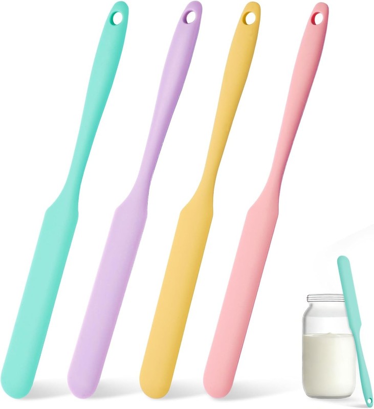 4 Pcs Silicone Jar Spatula Set, Sourdough Stle, Jar Scraper, Long