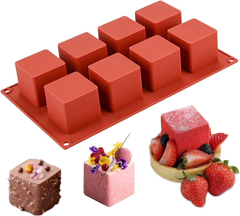 Cube Cake Silicone Mold | 2″ X 2″ X 2″ 3D Square Mini Mousse Cake Baking Mold, F