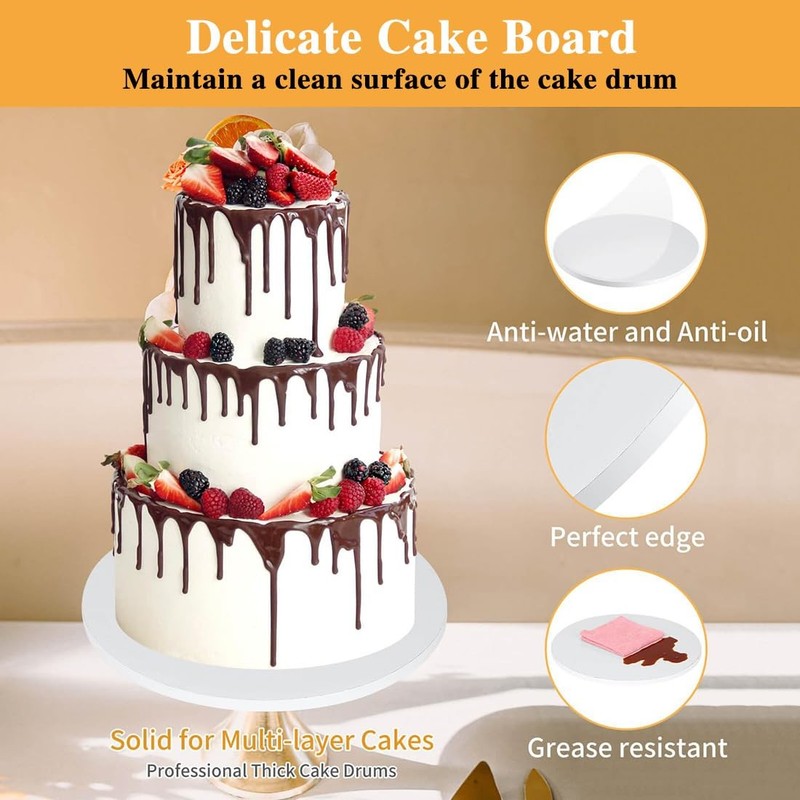 8 PCS Cake Drums 12 Inch Round Boards 1/2 Inch Thick White Decorating Base gallery