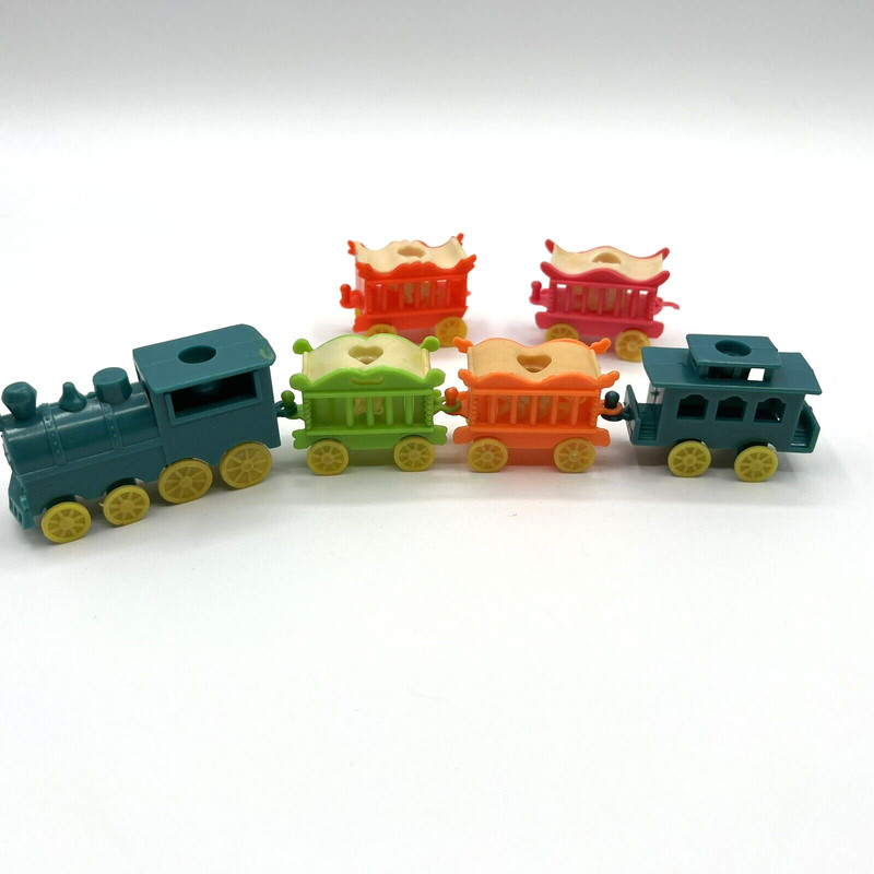 Vintage Birthday Train Circus Animal Candle Holder Cake Topper Hong Kong 5 Cars