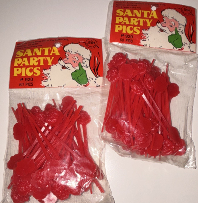Santa Party Pics 920 Santa Head Red Plastic Cupcake Picks 60 Pack Christmas
