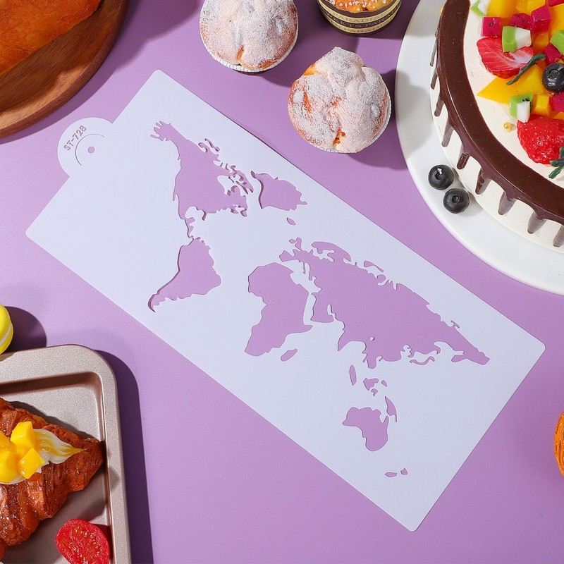 Modeling Chocolate for Cake Decorating Baking Molds World Map Stencils gallery