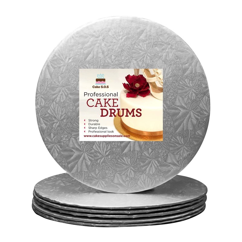 10 inch Silver Round Thin Sturdy Cake Board Drums for Displaying Cakes 1/4 in...