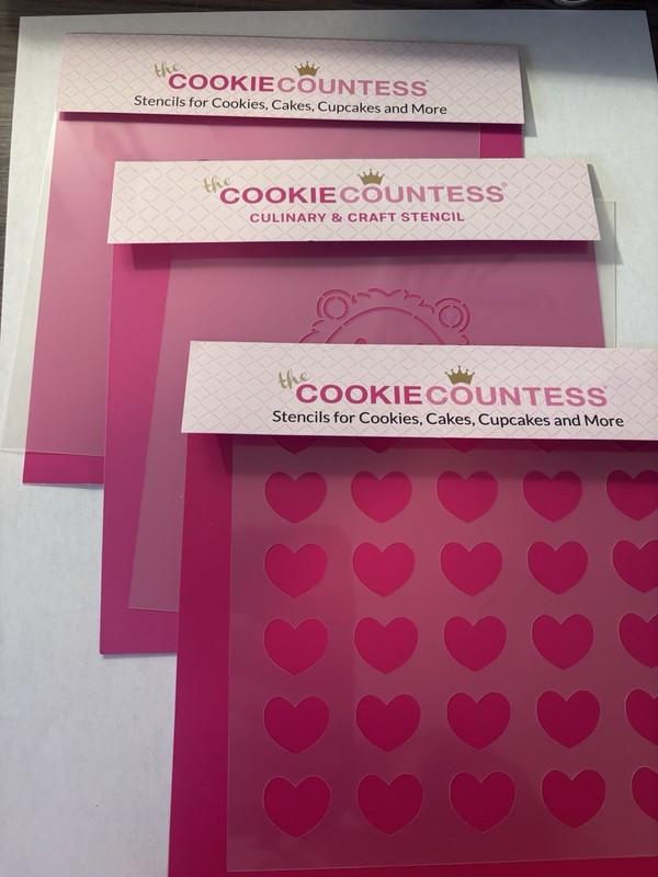 The Cookie Countess stencil set; Set Of Three Love Heart Valentine’s Day