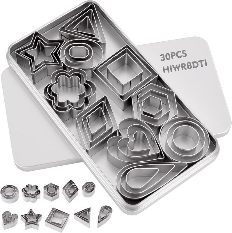 30PCS Mini Cookie Cutters Shapes Set with Box for Kids, Small Stainless Steel St gallery