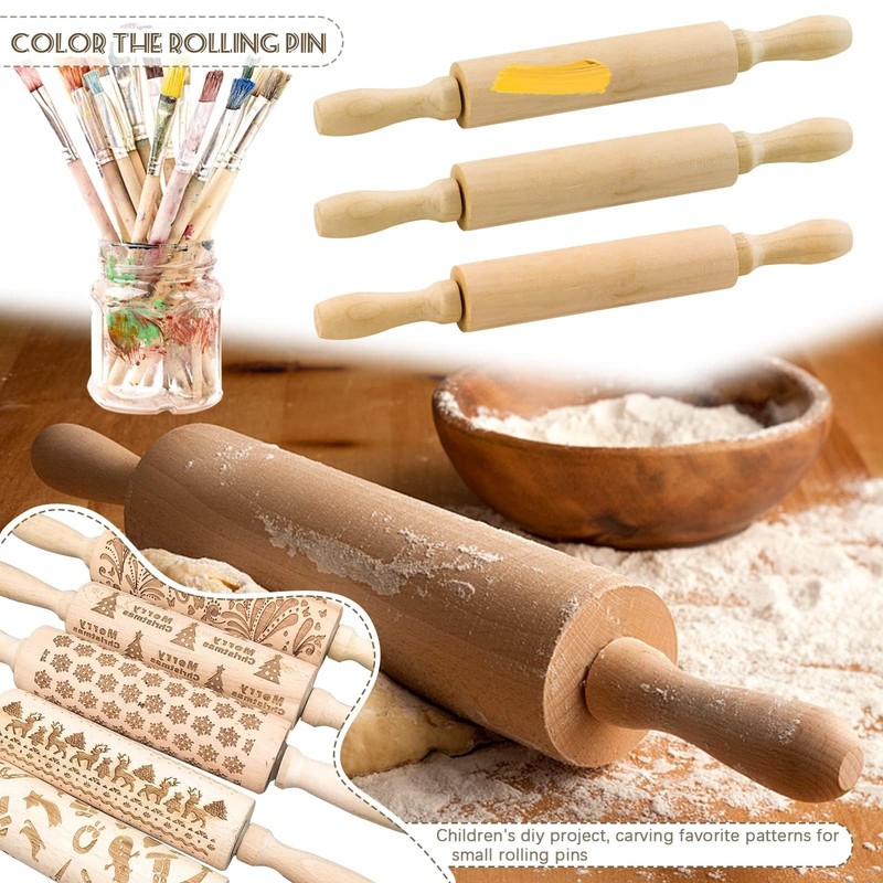 6 Pack 8 Inch Mini Wood Rolling Pin,Great for Children Kids Girls and Boys,Sm... gallery