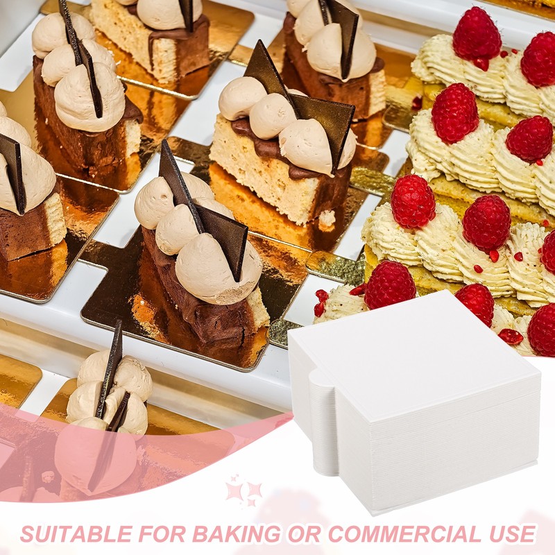 50 Pcs Mini Cake Boards, 3.5 Inch Square Mousse Cake Base, White gallery