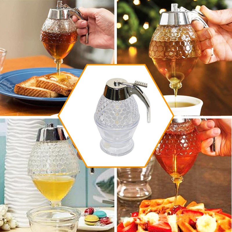 Honey dispenser, syrup dispenser, beautiful honeycomb honey jar, honey jar wi... gallery