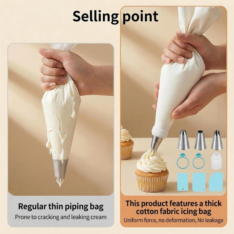Baking & Pastry Tool Kit, 14 Nozzles & 6 Blue Scrapers, Reusable Bags & Ties,... gallery