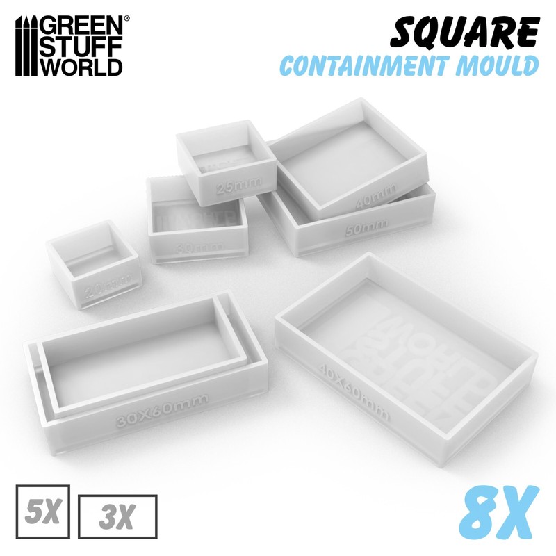 8x Containment Moulds for Bases – Square – for Resins – Resin Liquid AOS Game