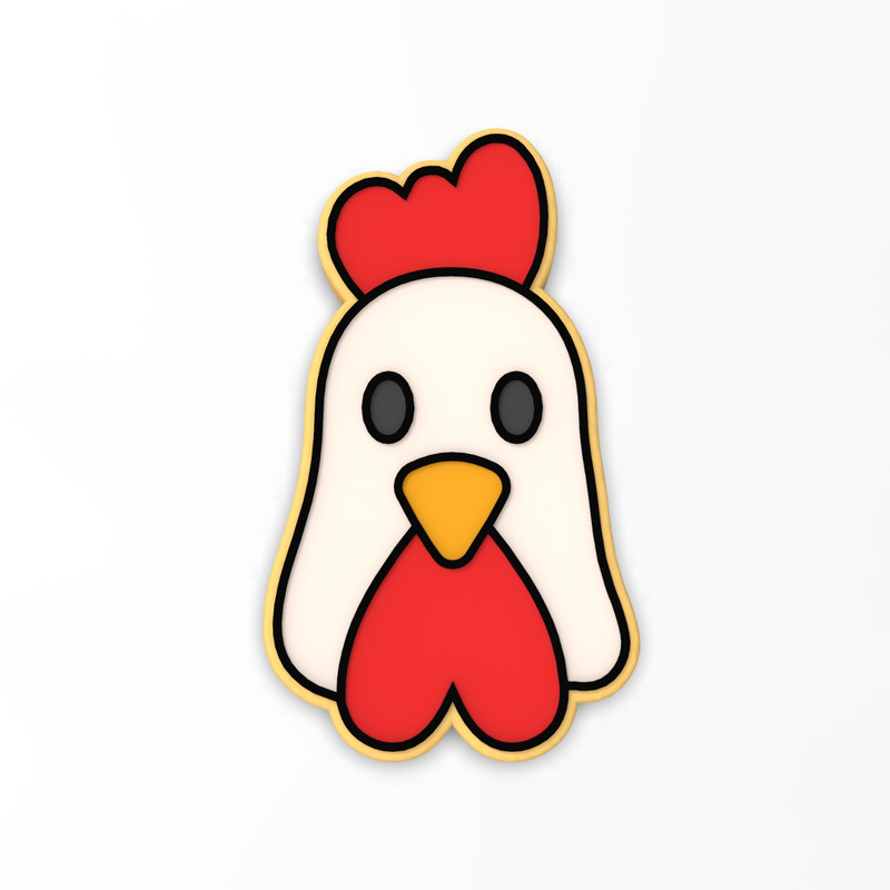 Chicken Face Cookie Cutter & Stamp | Farm Animal Rooster Bird Baby Shower Barn gallery