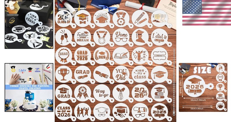 Graduation Cookie Stencils Set, 36 Reusable Templates for Class of 2026 Decor gallery