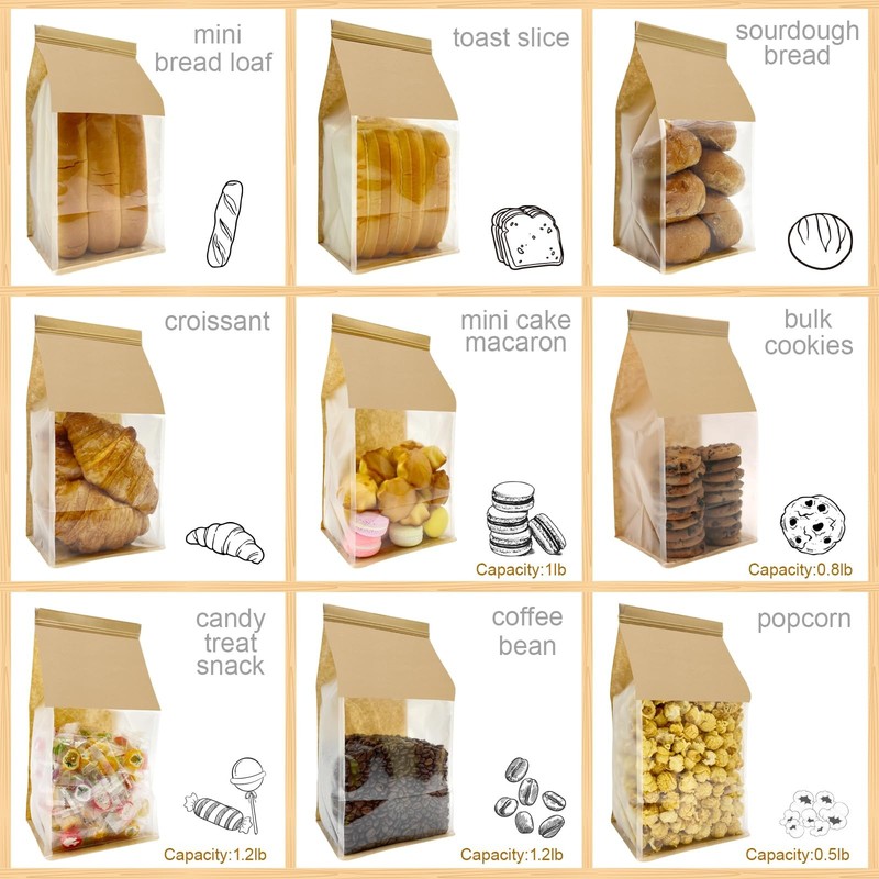 50ct 5.1x4.3x11inch Thicker Bread Bags for Homemade with Window & Tin Tie Tab... gallery