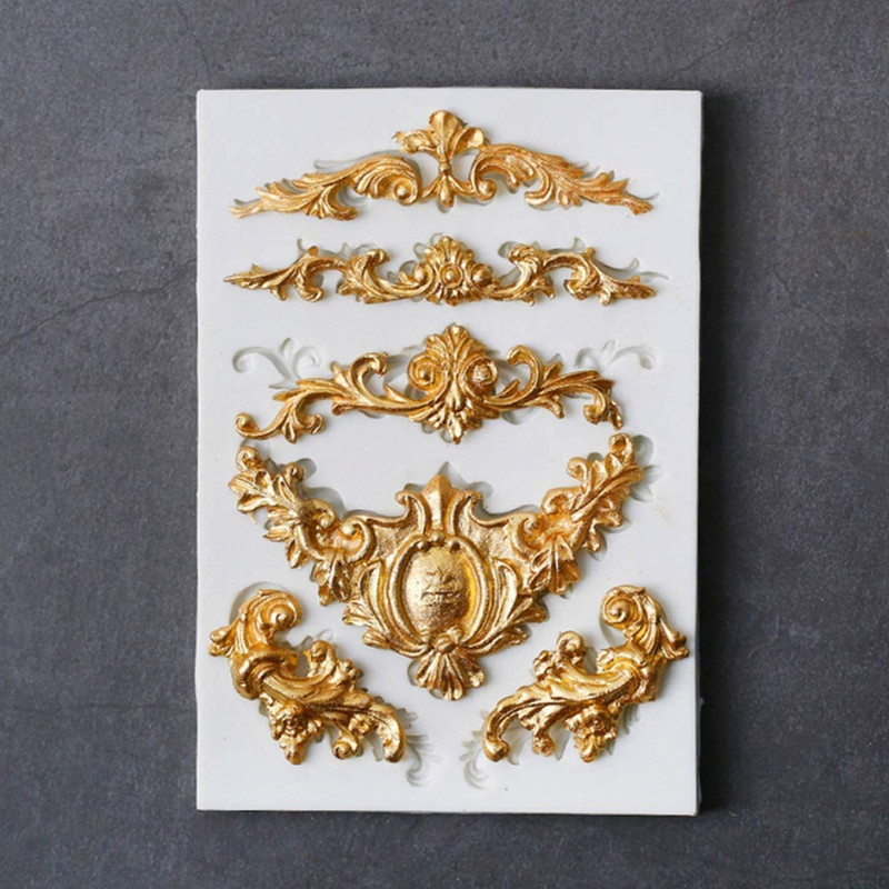 3 Pieces Baroque Fondant Molds Scroll Border Lace Silicone Molds Curlicues Gum P gallery