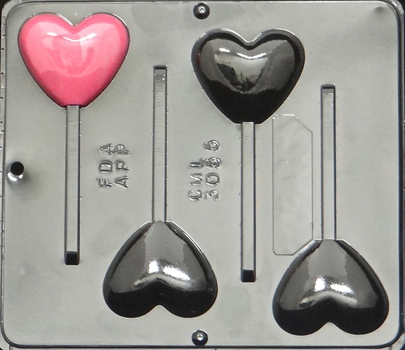 Heart Pop Lollipop Chocolate Candy Mold Valentine 3055 NEW