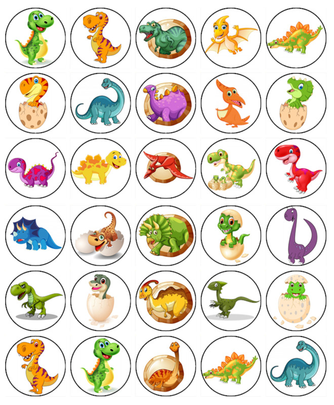 Dinosaur Edible Cupcake Toppers Icing Birthday Party Decoration Jurassic Fun gallery