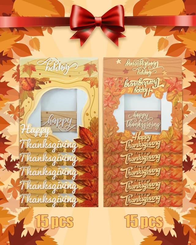 Fall Thanksgiving Treat Boxes Window Cookie Leaves Pie 9x9x2.5 Inch 30 PCS gallery