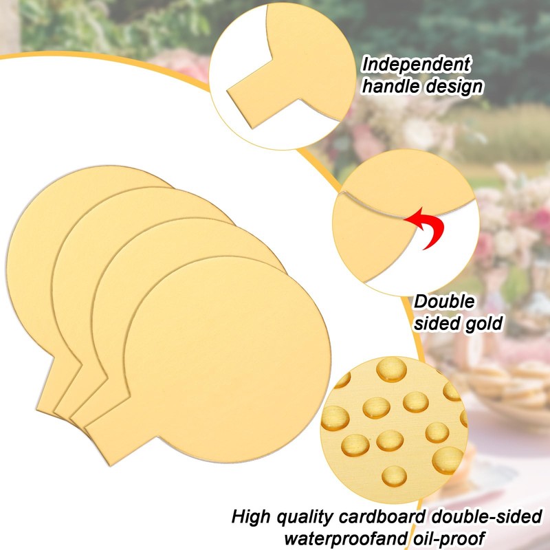 Round Cake Board with Tab Mini Pastry Reversible Waxed Dessert Gold 200 PCS gallery