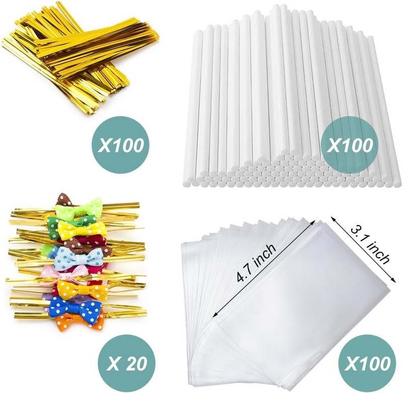 Cake Pop Sticks Kit 6 Inch with Bags Ties for Lollipops Candies Cookies gallery